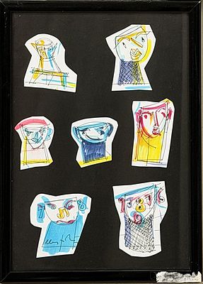 UGO NESPOLO, Senza titolo - UGO NESPOLO, Senza titolo, collage e tecnica mista su cartoncino, cm 
