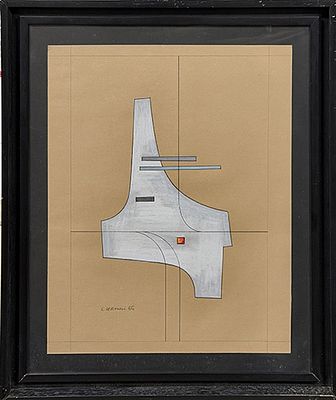 LUIGI VERONESI, Senza titolo, 1966 - LUIGI VERONESI, Senza titolo, 1966, tecnica mista su carta 