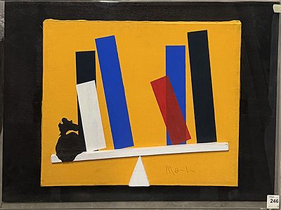 ALDO MONDINO, "Bilancia", anni '70 - ALDO MONDINO, "Bilancia", anni '70, collage e 