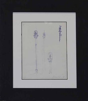 EMILIO SCANAVINO, Senza titolo, 1958 - EMILIO SCANAVINO, Senza titolo, 1958, Biro su carta, Dim. 