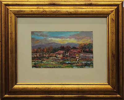 ANDREANI, "Paesaggio" - ANDREANI, "Paesaggio", olio su faesite, dim 15x25 cm. Al verso: 