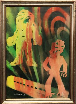 REMODE', 1969 - REMODE', 1969, tecnica mista su cartone, dim 50x35 cm. Al fronte: firma e anno in 