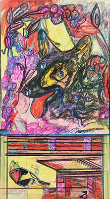 ALIGI SERRA, "Animali", anni '70 - ALIGI SERRA, "Animali", anni '70, tecnica mista su 