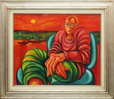 GIANBAR, "Attesa", 1972 - GIANBAR, "Attesa", 1972, olio su tela, dim 60x70 cm. Al 