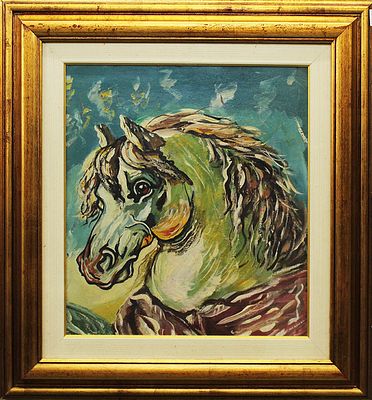ANONIMO, "Cavallo", anni 80 circa - ANONIMO, "Cavallo", anni 80 circa, olio su tavola 