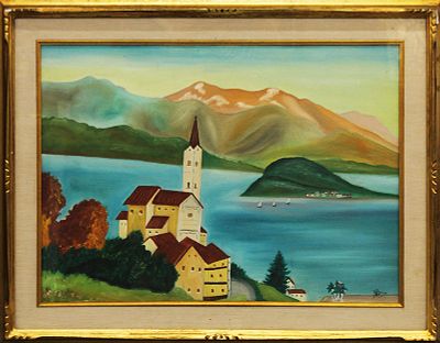 M. BRUNO, "Paesaggio", anni '80 - M. BRUNO, "Paesaggio", anni '80, olio su tela, dim 