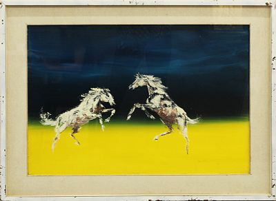 ANONIMO,"Liberi cavallI", 1972 - ANONIMO, "Liberi cavallI", 1972, olio su tela, dim 