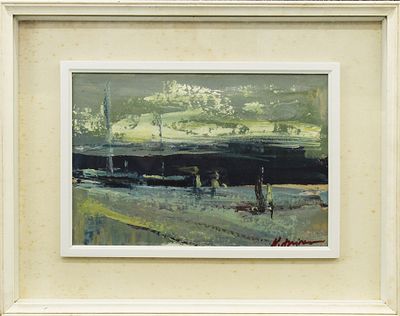 ANONIMO, "Paesaggio" - ANONIMO, "Paesaggio", tecnica mista su cartoncino, dim 25x38 cm. 