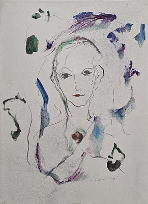 ERNESTO TRECCANI, "Francesca" - ERNESTO TRECCANI, "Francesca", tecnica mista su tela, cm 