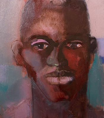 KARL KLAUS MEHRKENS, "Volto" - KARL KLAUS MEHRKENS, "Volto", olio su tela, cm 40x35. 