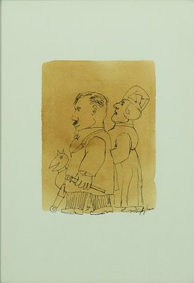 FRANZ BORGHESE, Senza titolo - FRANZ BORGHESE, Senza titolo, china su carta, cm 34x25. Al fronte: 