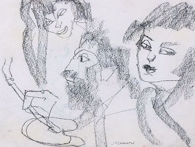 MINO MACCARI, Senza titolo - MINO MACCARI, Senza titolo, carboncino su carta, cm 30x40. Al fronte: 