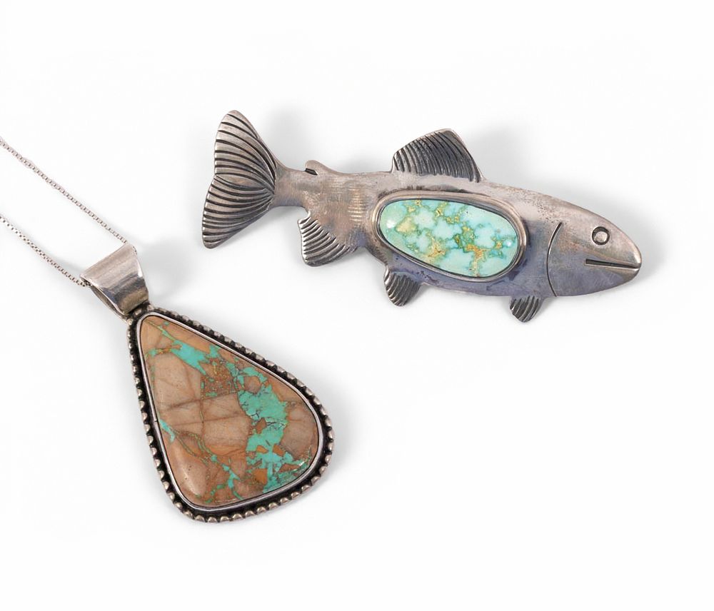 Two Native American Sterling Silver Jewelry - Michael Rogers Paiute & Ted Secatero. A beautiful 