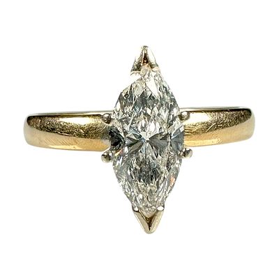 Ladies Vintage 14k Yellow Gold Ring with One .75 Carat Marquise Diamond
. Ladies Vintage 14k 