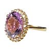 Ladies Vintage 14k Yellow Gold Ring with One Oval Amethyst and 24 Small .01 Carat Diamonds
. Ladi Image - 1