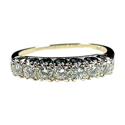 Ladies Vintage 14k White Gold Ring with 7 Round .07 Carat Diamonds
. Ladies Vintage 14k White 