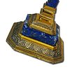 Pair of Early 20th Century Lapis Gold on Silver Candlesticks. The pair has very ornate designs Image - 2