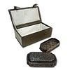 Chinese Qing Dynasty Silver Box. The box is rectangular with rounded corners, and Engraved Image - 1