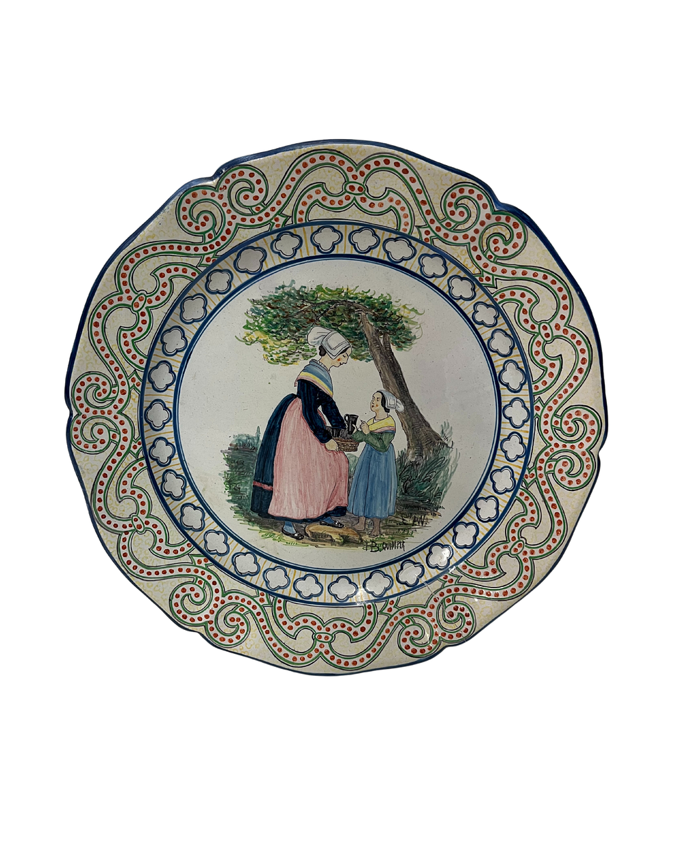 French Faience HB Quimper Large Decorative Tray. A large French Faience HB Quimper Large 