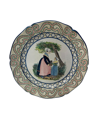 French Faience HB Quimper Large Decorative Tray. A large French Faience HB Quimper Large 