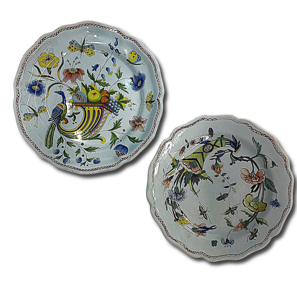 Pair of Antique French Faience Quimper Plates. Pair of French Faience Quimper Plates marked with 