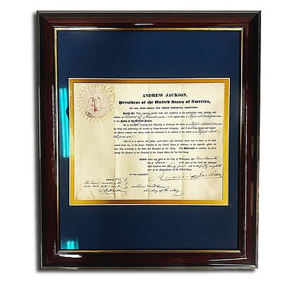 1834 President Andrew Jackson Signed Military Appointment of James L Henderson to Midshipman of 