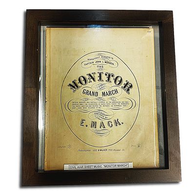 Monitor Grand March Civil War Sheet Music. Dedicated to Captain John L. Worden. The sheet music 