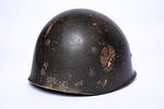 Set of 3 Army Helmets from the 1940s to the 1970s. The oldest helmet is from WWII and is a Image - 4