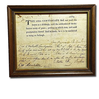 Certificate of Military Discharge Second Pennsylvania Regiment Circa 1783. For Matthew Brothers 