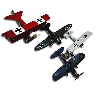 Set of 4 Various Vintage Military Model Airplanes. Set of 3 Various Vintage Military Model 