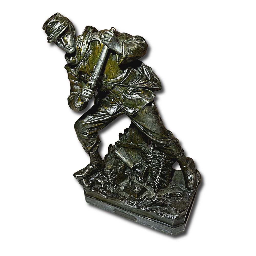 Antique 1890s Bradley Hubbard Army Civil War Soldier Brass Statue. This antique brass spelter 