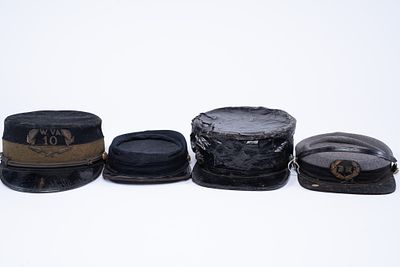 Collection of Civil War Era Hats. 1 Grey Union Civil War Kepi with Badge D.H. lined with satin 