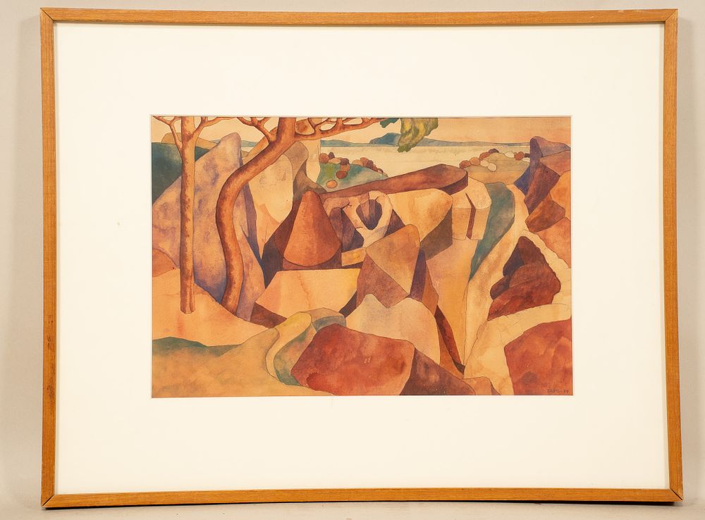 Unknown, Untitled, Watercolor Chalk and Charcoal on Paper. Unknown 
Untitled, Red Mountainous 