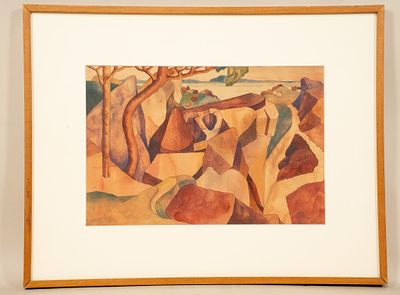 Unknown, Untitled, Watercolor Chalk and Charcoal on Paper. Unknown 
Untitled, Red Mountainous 