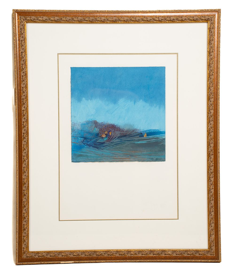 Unknown, Untitled, Abstract Landscape scene with Gold Leaf, Mixed Media. Unknown 
Untitled 