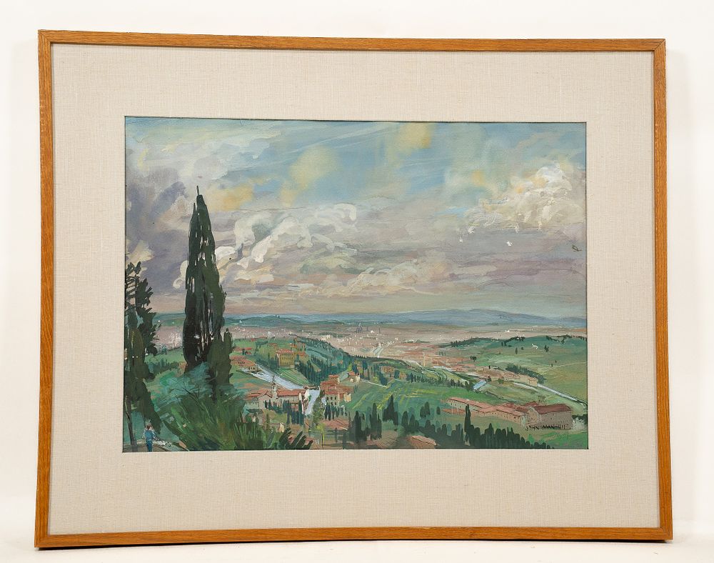 John Manship, American, 1927 - 2000, Fiqsole, Watercolor on Paper. John Manship, American, 1927 