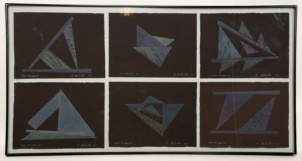 Eve Sandler, American, 1957, Night Hieroglyph 1-6, Monoprints. Eve Sandler, American, 1957 