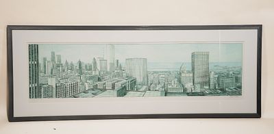 Richard Haas, American, 1936, View of Chicago IL, Hand-Embellished Lithograph. Richard Haas 