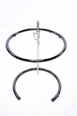 Vintage Chrome and Glass Side Table in Eileen Gray Style. 
Dimensions: 25 x 20 x 20 inches 