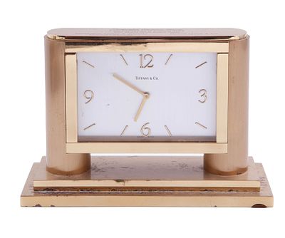 Tiffany & Co Commemorative Gold Tone Brass Desk Clock . Commemorative desk clock by Tiffany & 
