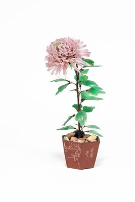 Vintage Pink Jade Flower with Green Jade Leaves. Pink Jade Flower with Green Jade Leaves. Petals 