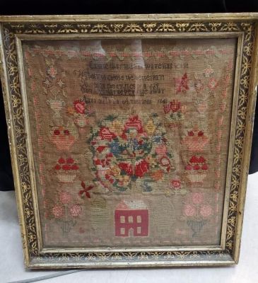 Antique 1842 Needlepoint Sampler Verse. Antique needlepoint sampler verse worked by Anna Maria 