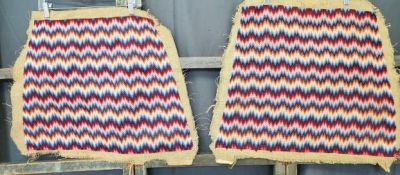 Pair of Antique Bargello Chair Seat Cushion Facings. Pair of antique red, white, blue, and brown 