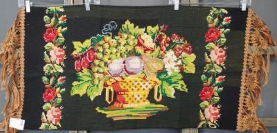 Antique Gros Point Needlepoint Table Runner. Antique Gros point needlepoint with baskets and 