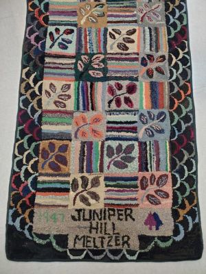 Vintage Folk Art Hooked Rug Bucks Co. Arthur Meltzer. Vintage Folk Art hooked rug runner. Said 