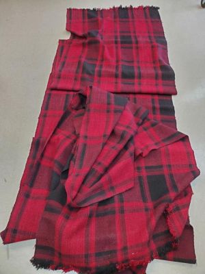 Vintage Red & Black Wool Plaid Yardage. Vintage red and black plaid wool yardage measuring 35 