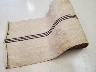 Antique Woven Hemp Stair Runner Red Stripe 60ft. Antique hemp herringbone weave stair runner 