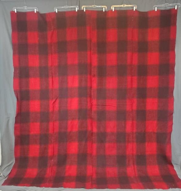 Lot 206: Vintage XL Heavy Red Plaid Wool Blanket