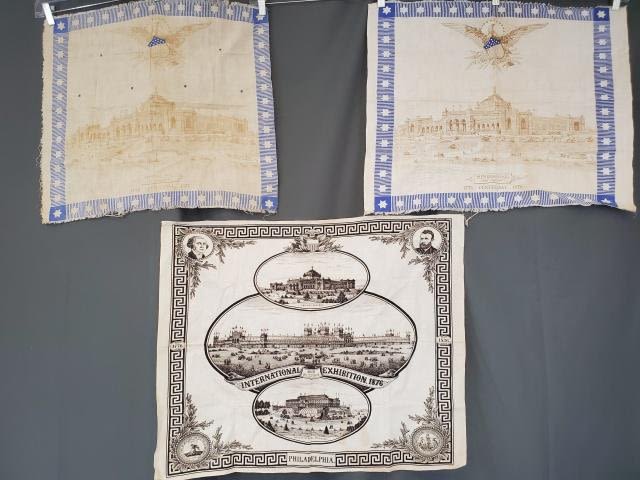 Lot 238: 3 Antique Philadelphia Centennial Textiles