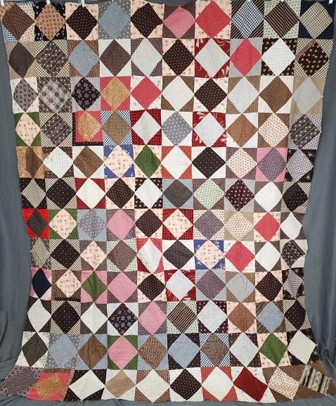 Lot 154: Antique c1880 Square in a Square Quilt Top